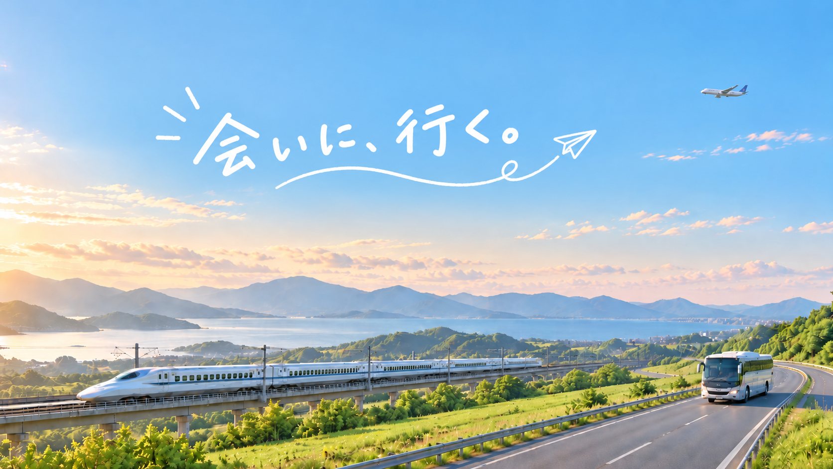 新幹線とバスが走る風景。会いに、行く。