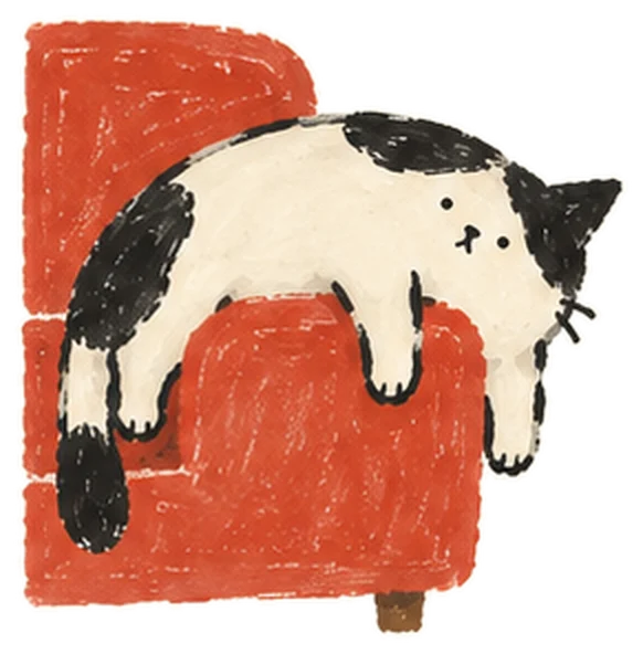 ソファのひじかけでぐったりしている猫